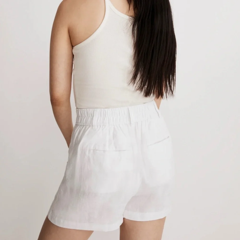 Madewell The Beale High Waist White Linen Shorts - Picture 2 of 8